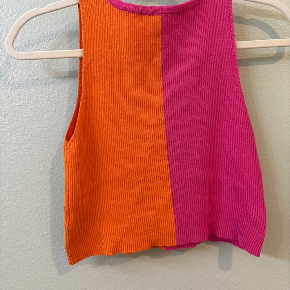 Say What? Pink and Orange Colorblock Crop Top - Picture 3 of 3
